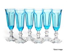 1 x MARIO LUCA GIUSTI Champagne Flute Dolce Vita In Turquoise (Set Of 6) - Boxed - Original RRP £160