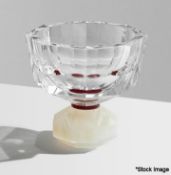 1 x REFLECTIONS COPENHAGEN Halifax Hand-Cut Crystal Glass Bowl In Clear/Milk/Plum - Original RRP £