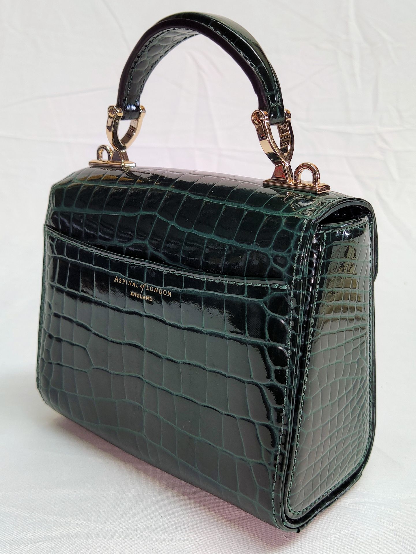 1 x ASPINAL OF LONDON Mayfair Mini Bag - Evergreen Patent Croc - Boxed - Original RRP £495 - Ref: - Image 12 of 21