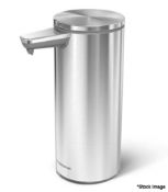1 x SIMPLEHUMAN No Touch Rechargeable Sensor Soap Pump In Brushed Steel - 266Ml - Boxed - Original