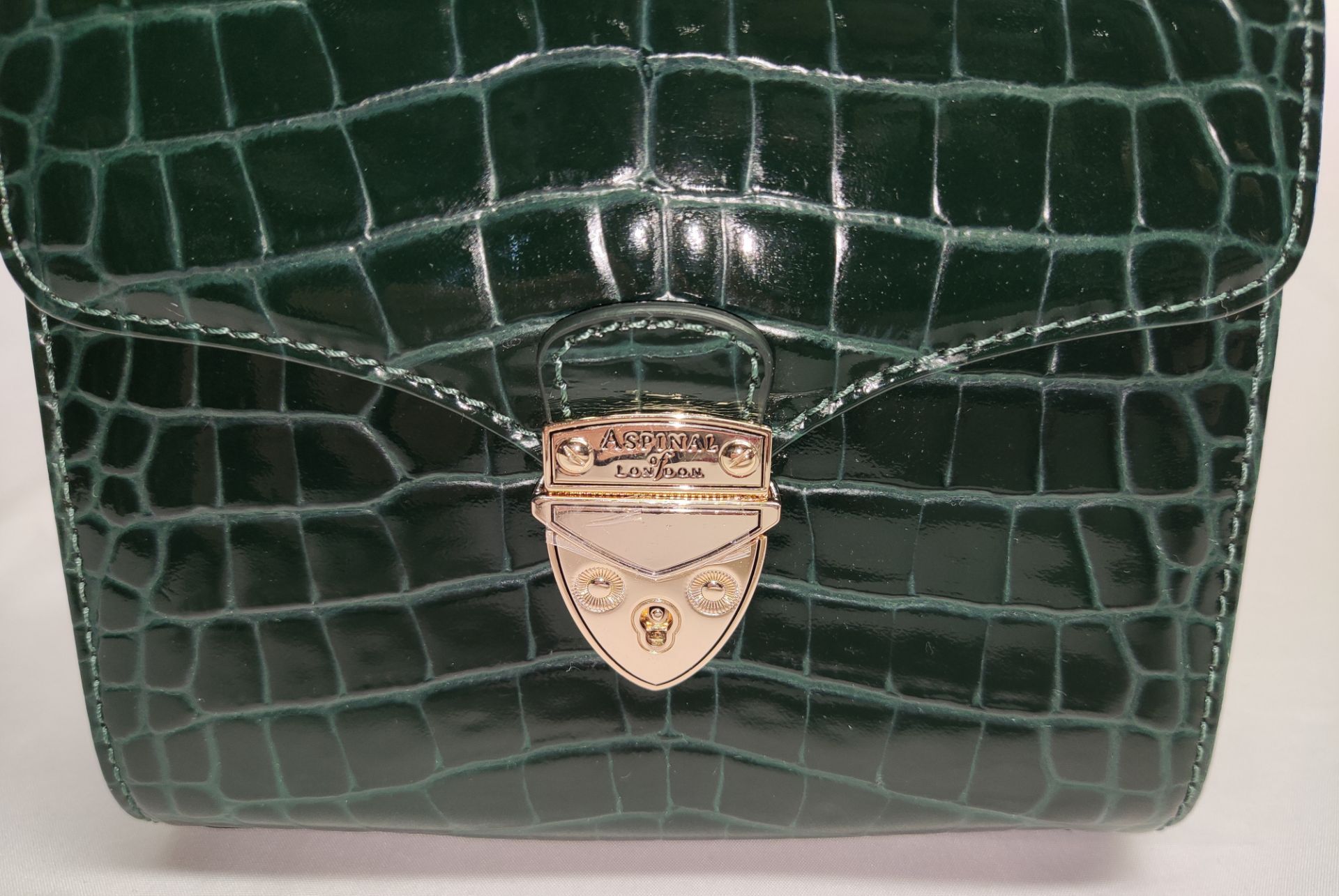 1 x ASPINAL OF LONDON Mayfair Mini Bag - Evergreen Patent Croc - Boxed - Original RRP £495 - Ref: - Image 19 of 21