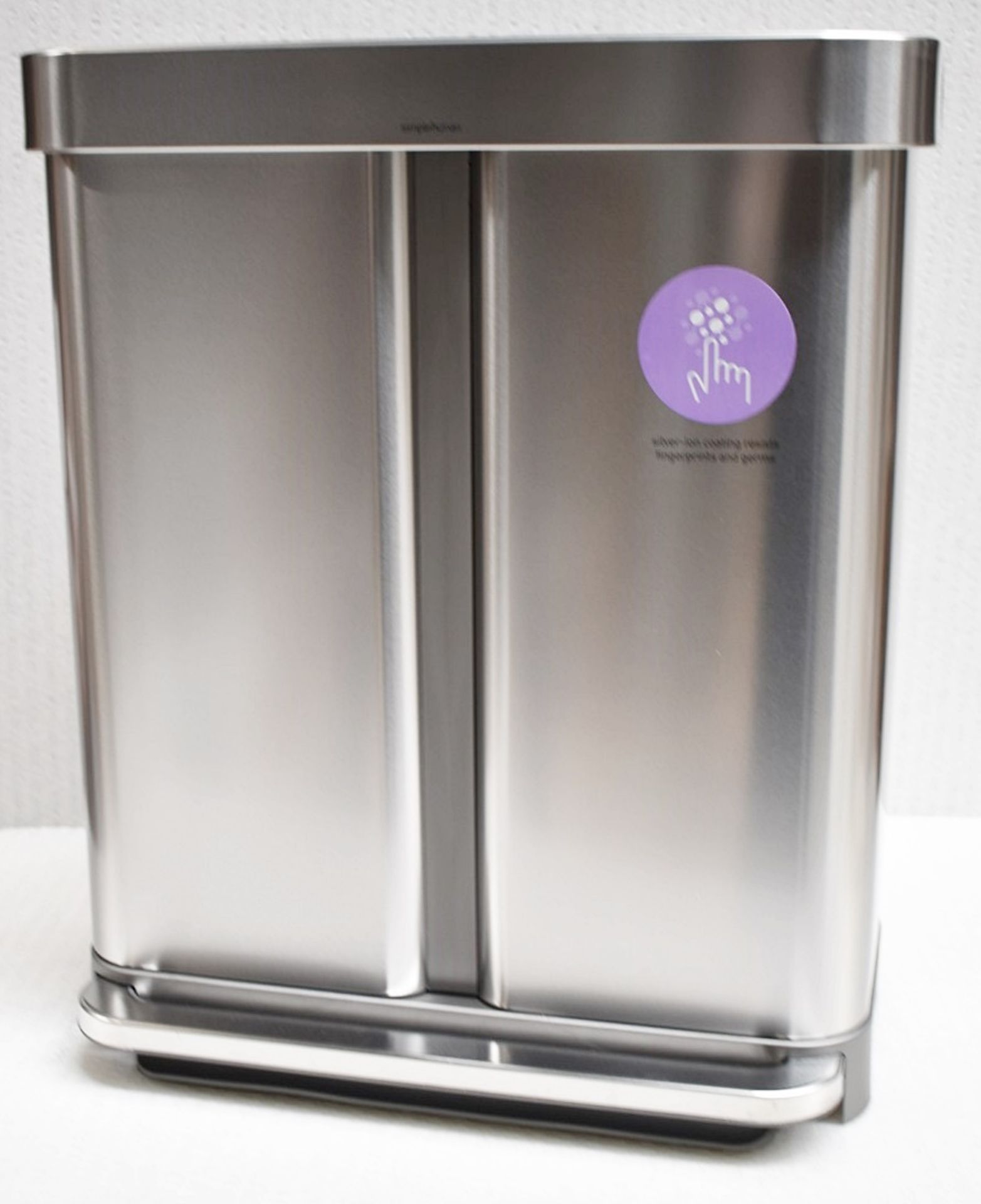 1 x SIMPLEHUMAN Rectangular Dual Compartment Pedal Bin (58L) - Original Price £200.00 - Unused Boxed - Image 5 of 10