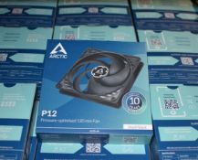 12 x Arctic Cooling P12 PWM PST 120mm Pressure-optimised Chassis Fans - New Boxed Stock