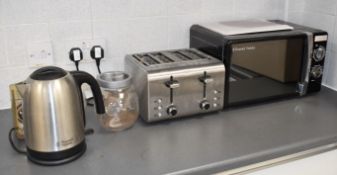 1 x Assorted Collection of Staff Room Kitchen Accessories Including a Microwave Oven, Toaster & More