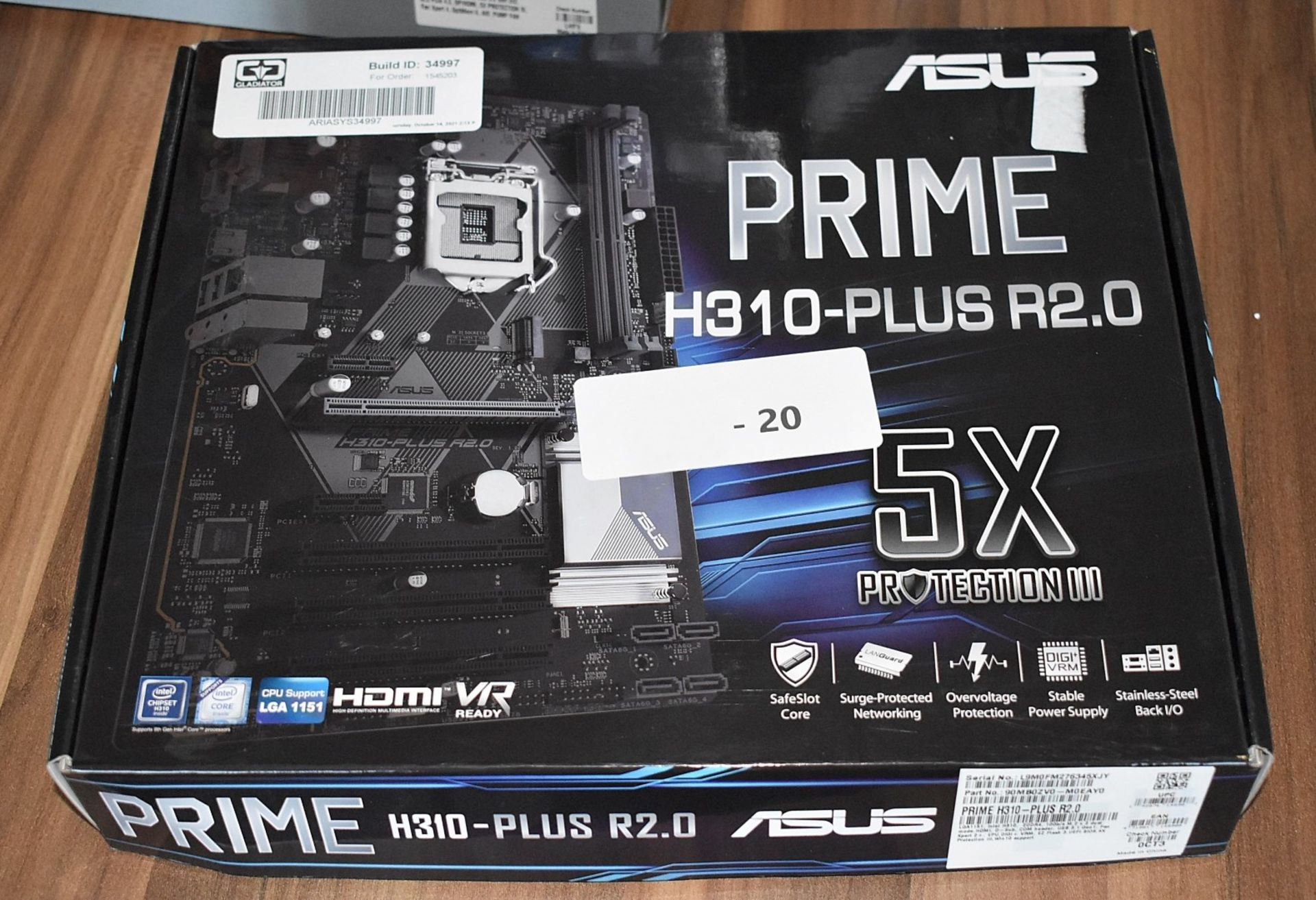 1 x Asus Prime H310-Plus R2.0 Intel LGA1151 Motherboard - Open Boxed Stock With Accessories