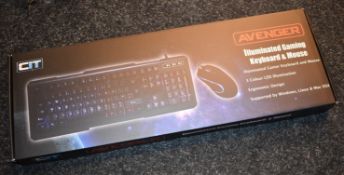 1 x CiT Avenger Gaming Keyboard and Mouse Set - Features 3 Colour Mode LED Backlight, Swappable