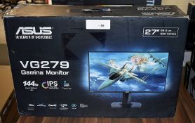 1 x Asus VG279 27 Inch Gaming Monitor - 144hz Rapid Refresh Rate, IPS Ultra Wide Viewing Angles, 1ms