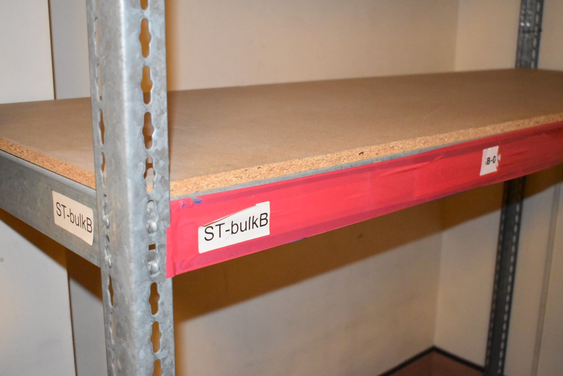 1 x Boltless Galvanised Metal Storage Shelf Unit With Three Wooden Shelves - Dimensions: H198 x W185 - Image 3 of 3