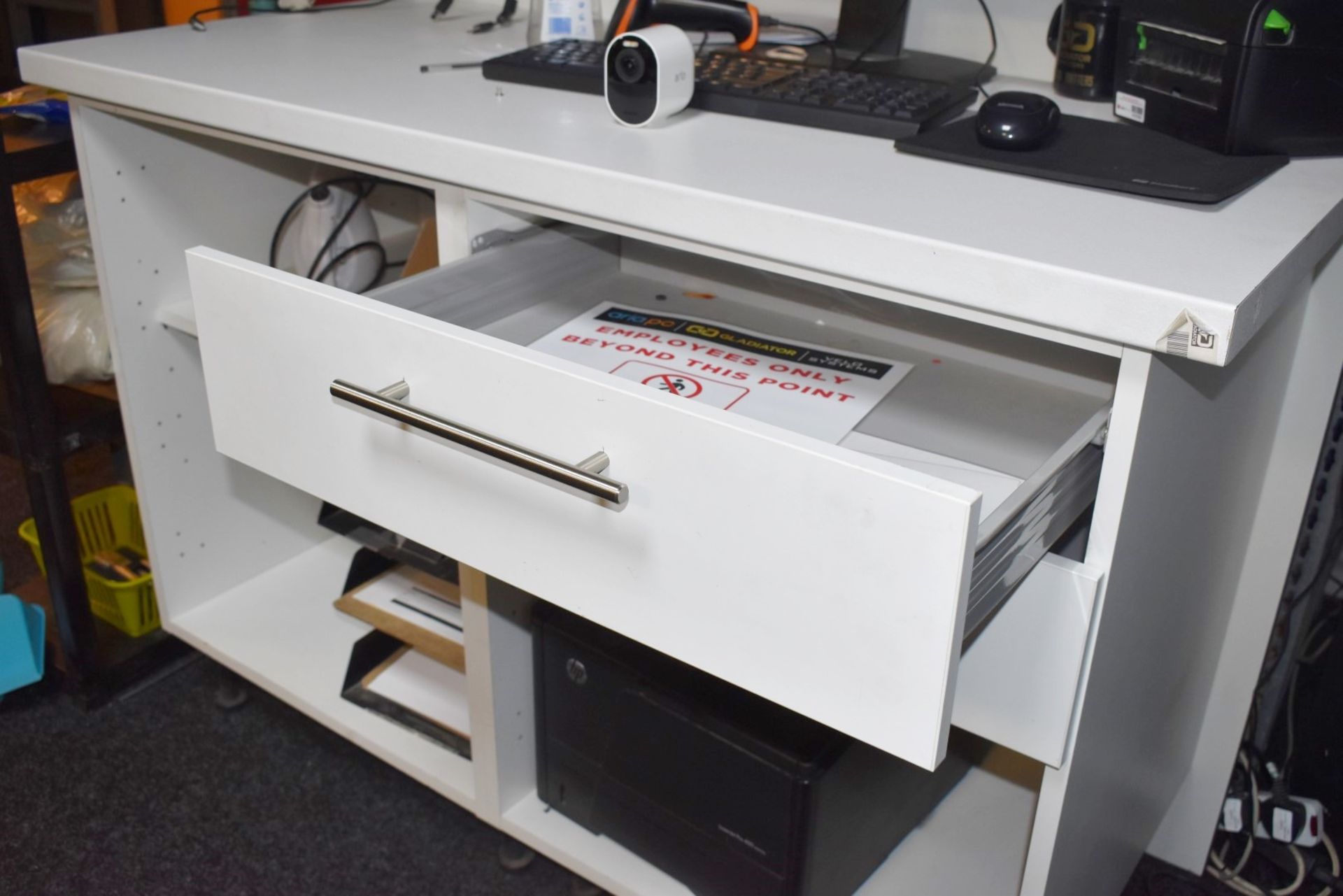 1 x Workstation Unit in White - Features Drawers, Shelves, Worktop and Upstand - Image 2 of 2