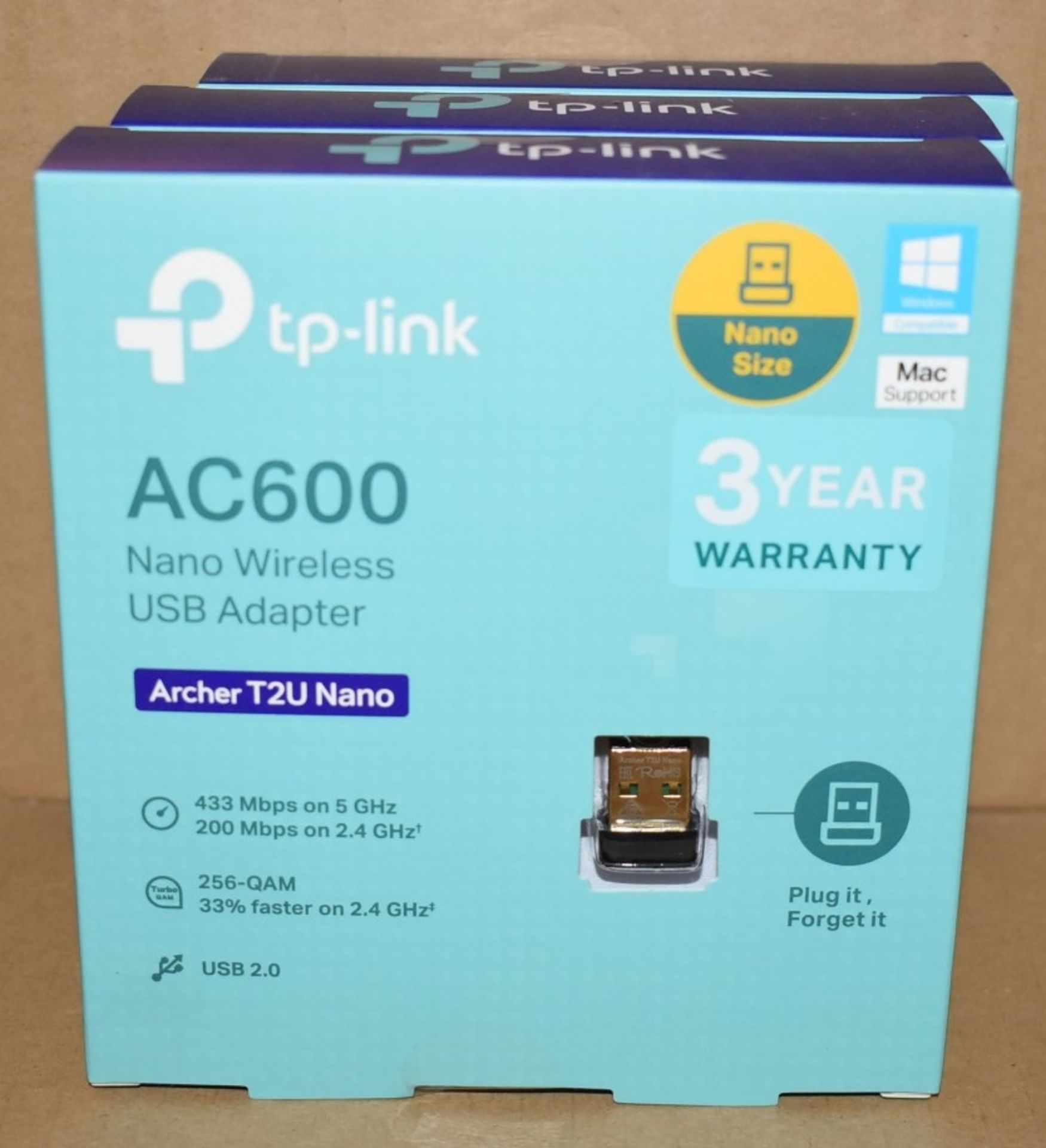 3 x TP Link AC600 Nano Wireless USB Adaptors - Type Archer T2U Nano - New Boxed Stock