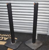 2 x Crowd Control Queue Barriers With Rectractable Belts - Black Finish - Approx Height 95 cms