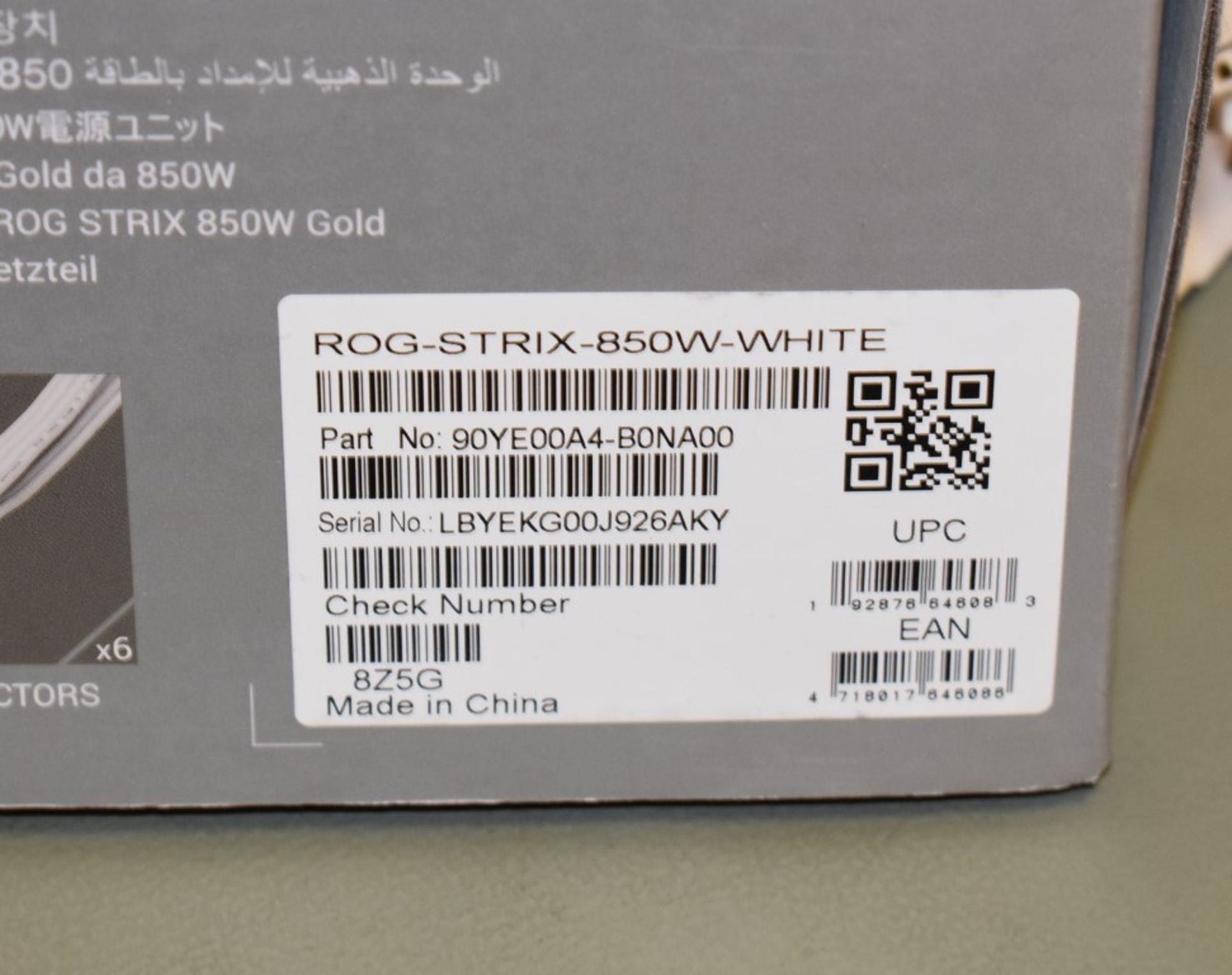1 x Asaus ROG Strix 80 Plus Gold 850w White Edition Modular Power Supply - Boxed - Image 8 of 11