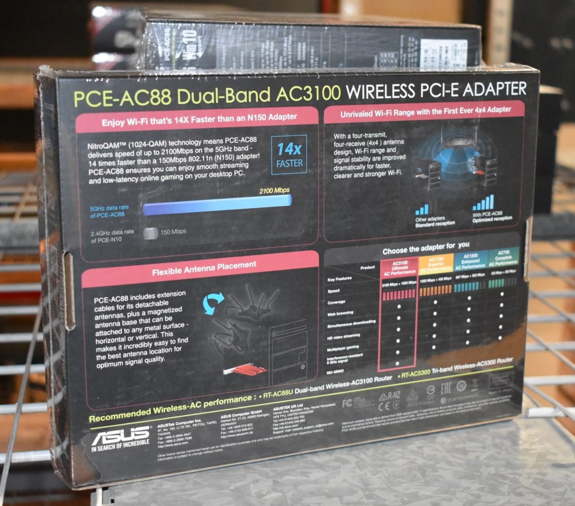 1 x Asus PCE-AC88 Dual Band Wireless PCI Express Network Interface Card With Antenna Base - New - Image 3 of 3
