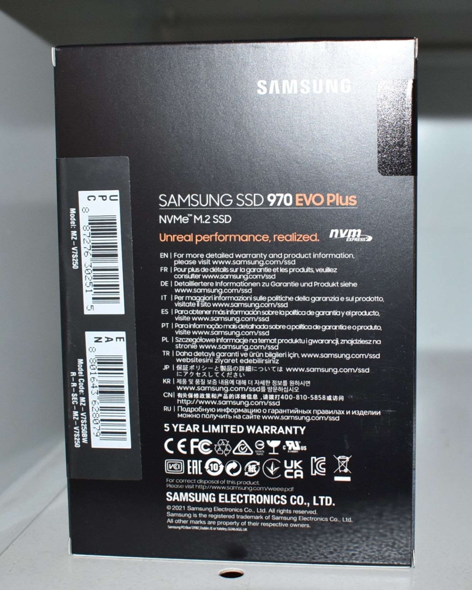 1 x Samsung Evo 970 Plus 250GB Solid State M.2 SSD Hard Drive - 3500mb/s Read Speed - New Boxed - Image 2 of 2