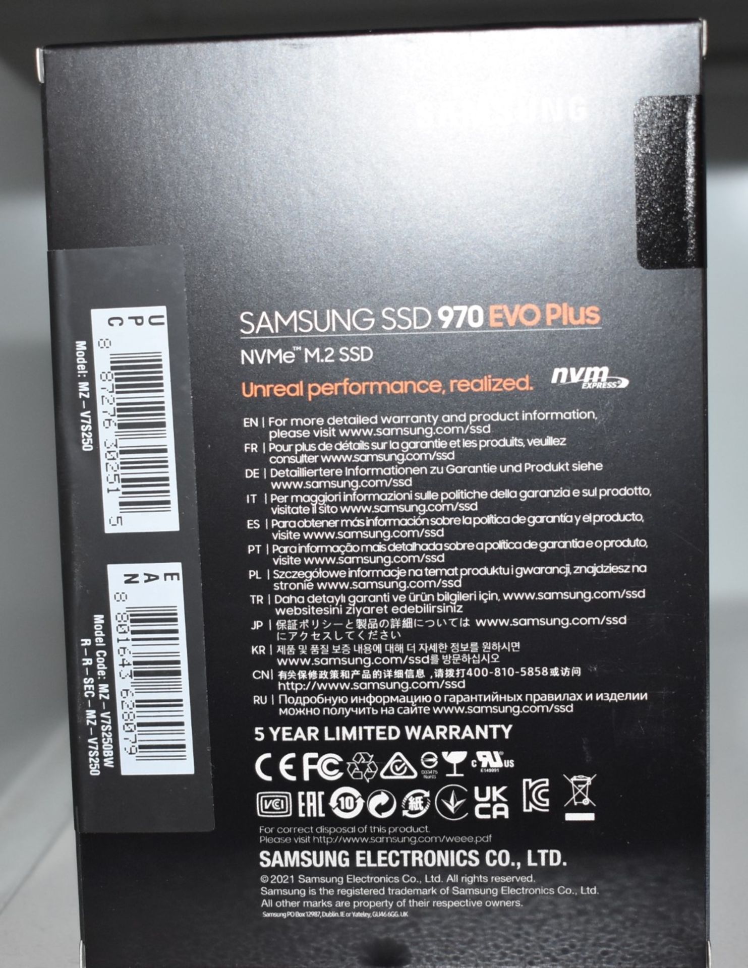 1 x Samsung Evo 970 Plus 250GB Solid State M.2 SSD Hard Drive - 3500mb/s Read Speed - New Boxed - Image 3 of 3