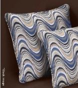 Pair of EICHHOLTZ 'Jardin' Luxury Cushions In Blue & Beige - 60 x 60cm - Total RRP £278.00