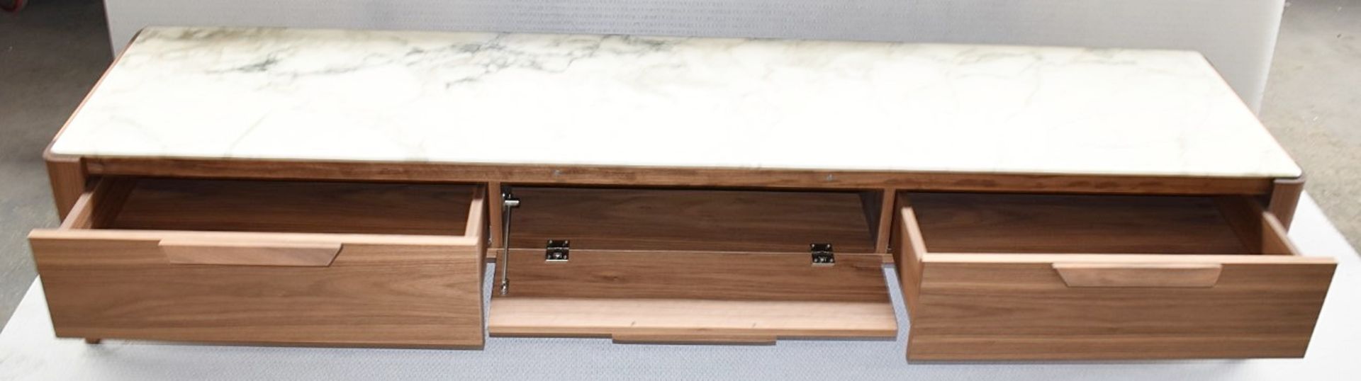 1 x PORADA Atlante White Marble Topped 3-Door Walnut TV Unit - RRP £5,780 - Bild 6 aus 13