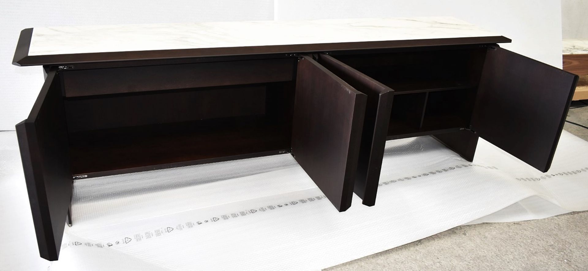 1 x PORADA 'Tamok' Marble-topped 4-Door Canaletta Walnut Sideboard In Wengé - Original Price £10,056 - Bild 12 aus 13