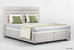1 x COLUNEX 'Sommier Easy' European King Size Divan Bed Base In Luck White - Dimensions: 160x200cm