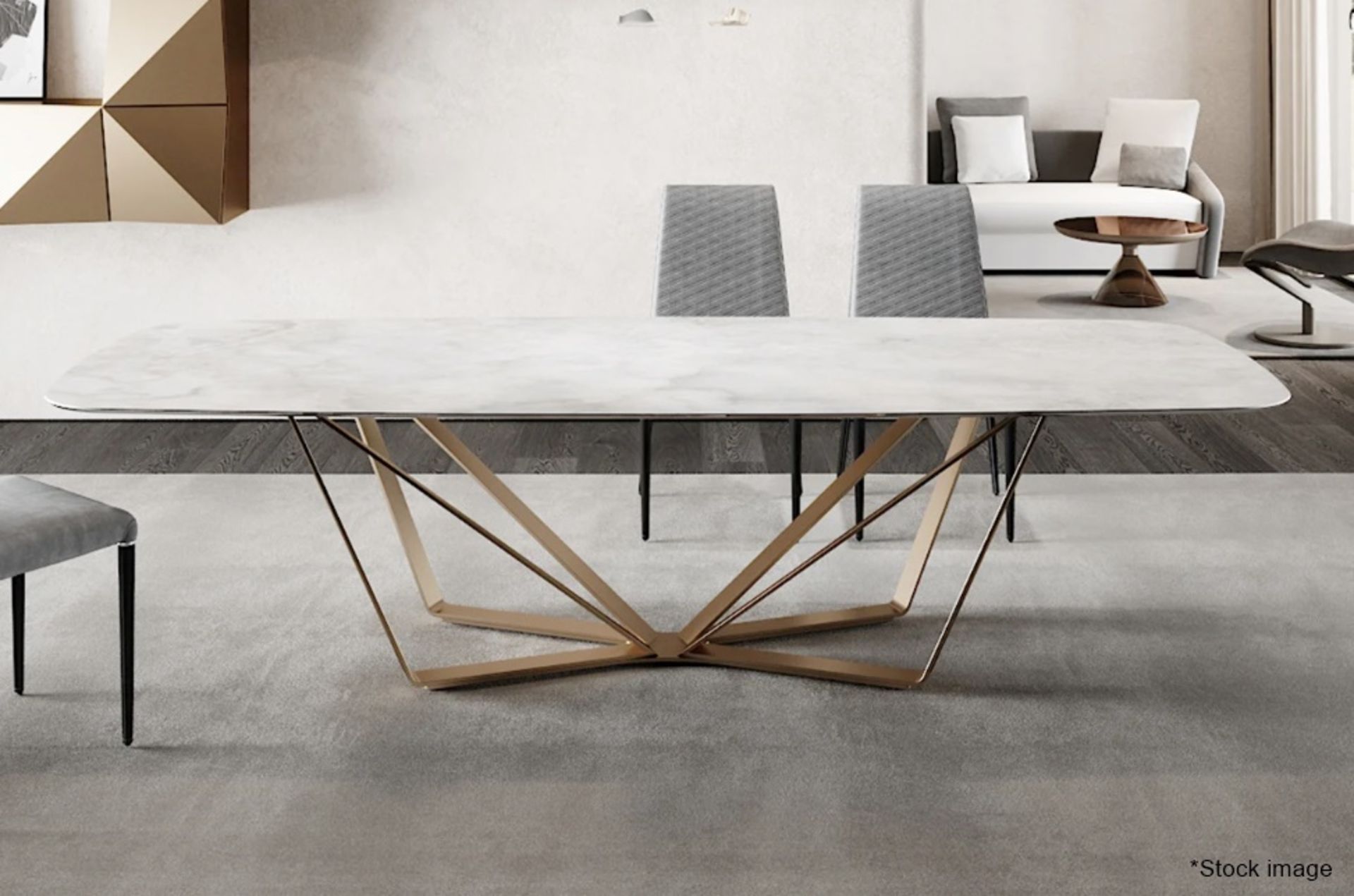 1 x REFLEX Designer Marble-topped Dining Table with a Triangular Steel Base - RRP £8,190 - Bild 2 aus 19
