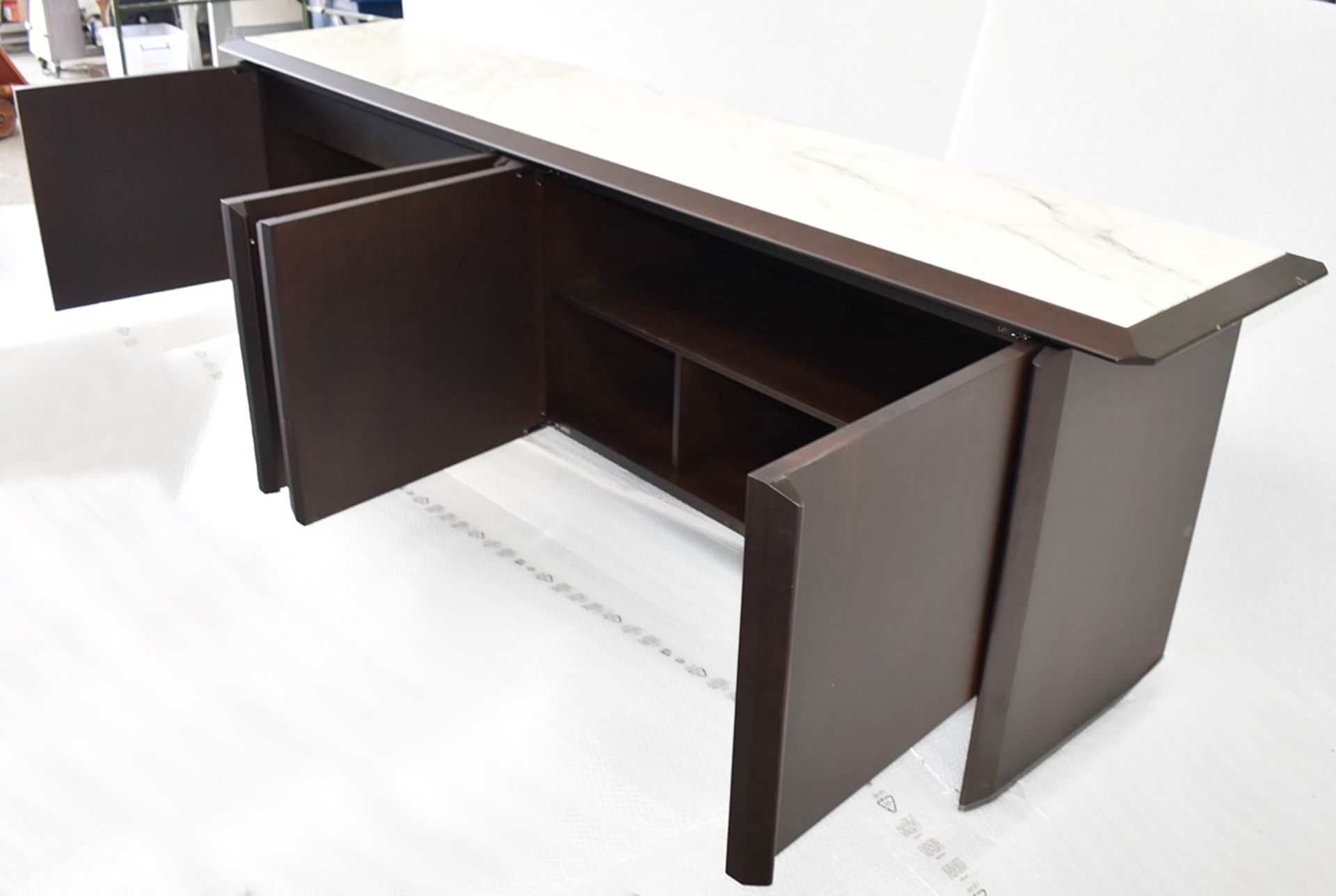 1 x PORADA 'Tamok' Marble-topped 4-Door Canaletta Walnut Sideboard In Wengé - Original Price £10,056 - Bild 10 aus 13