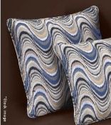 Pair of EICHHOLTZ 'Jardin' Luxury Cushions In Blue & Beige - 50 x 50cm - Total RRP £238.00