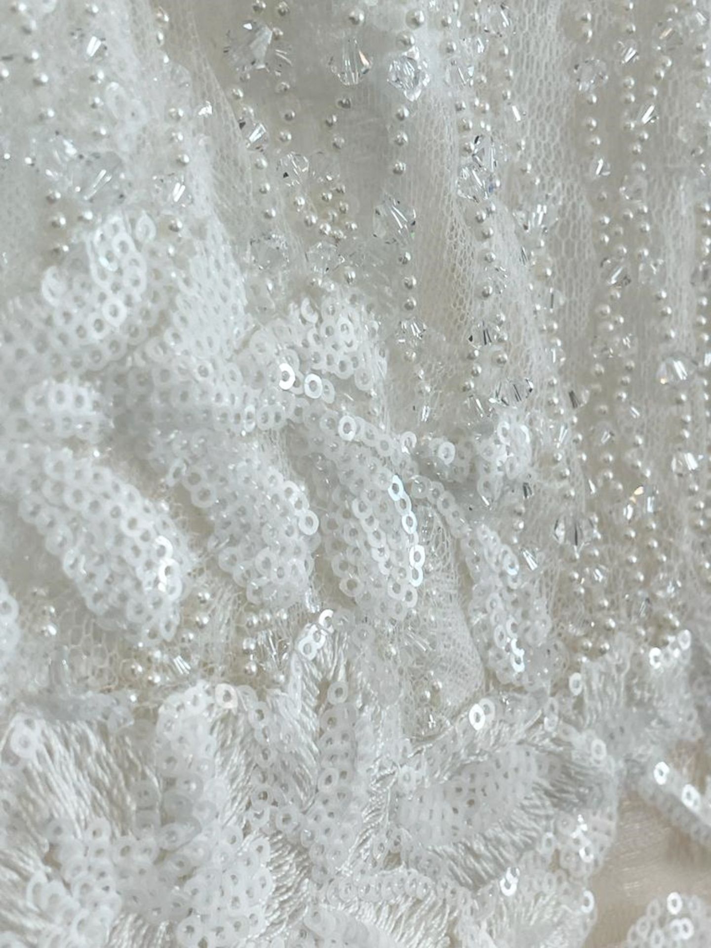 1 x ANNASUL Y 'Geneve' Designer V-neck Flared Wedding Dress Bridal Gown, Featuring A Long Chiffon - Image 3 of 19