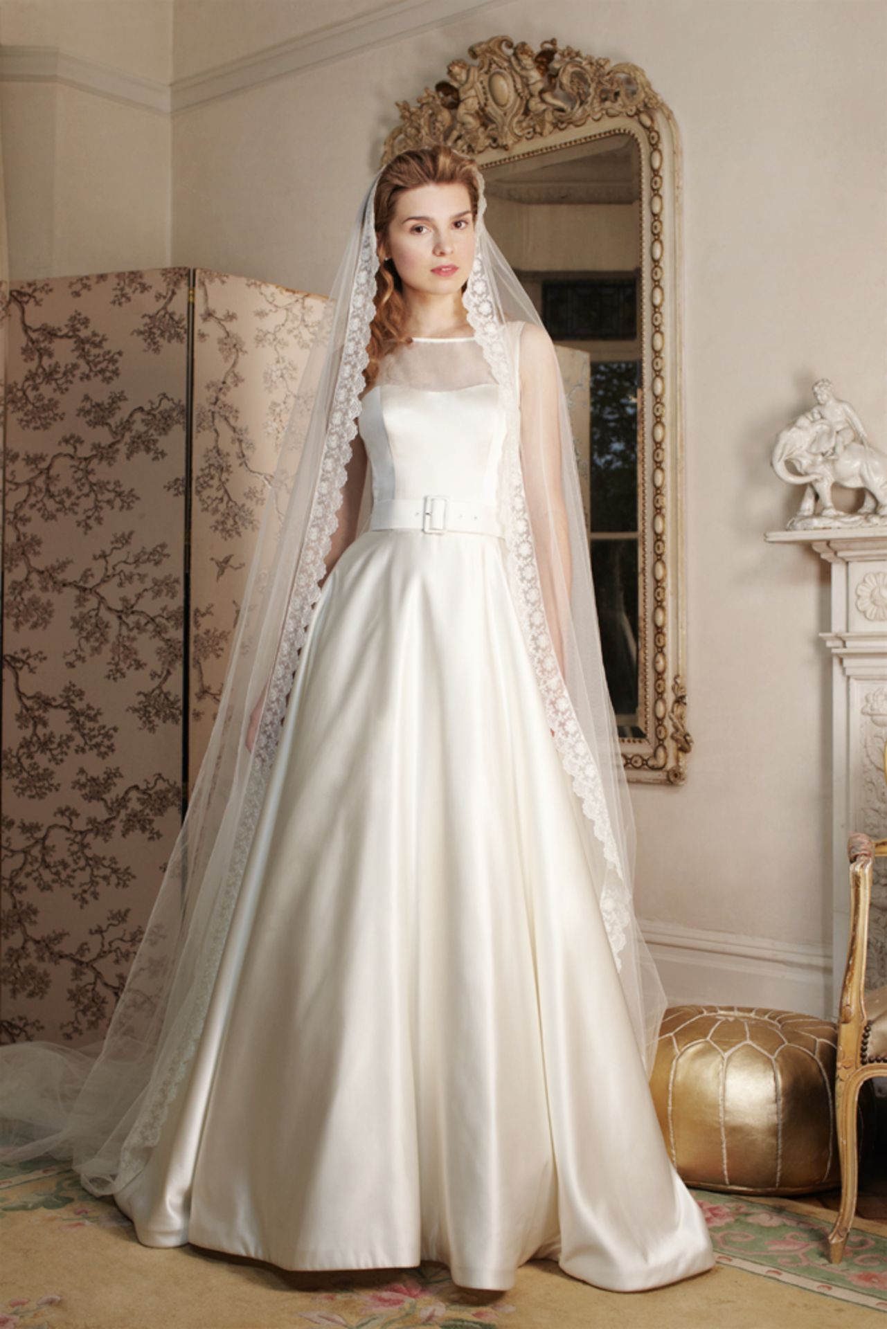1 x MIA-MIA 'Tamara' Designer Wedding Dress Bridal Gown, With Illusion Neckline, Boned Corset And