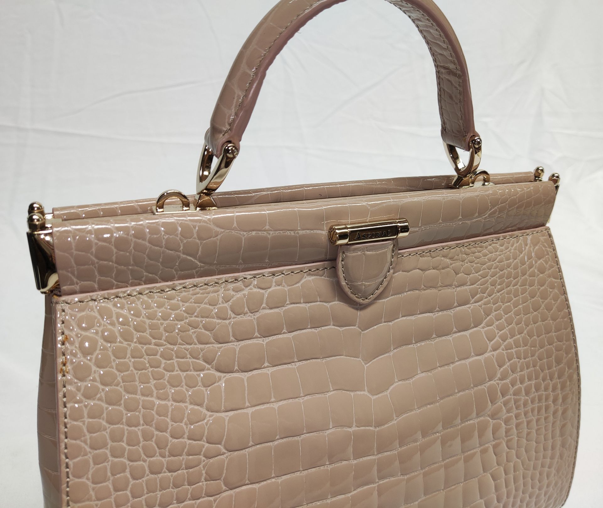 1 x ASPINAL OF LONDON Small Florence Frame Bag In Soft Taupe Patent Croc - Original RRP £995 - - Bild 5 aus 25