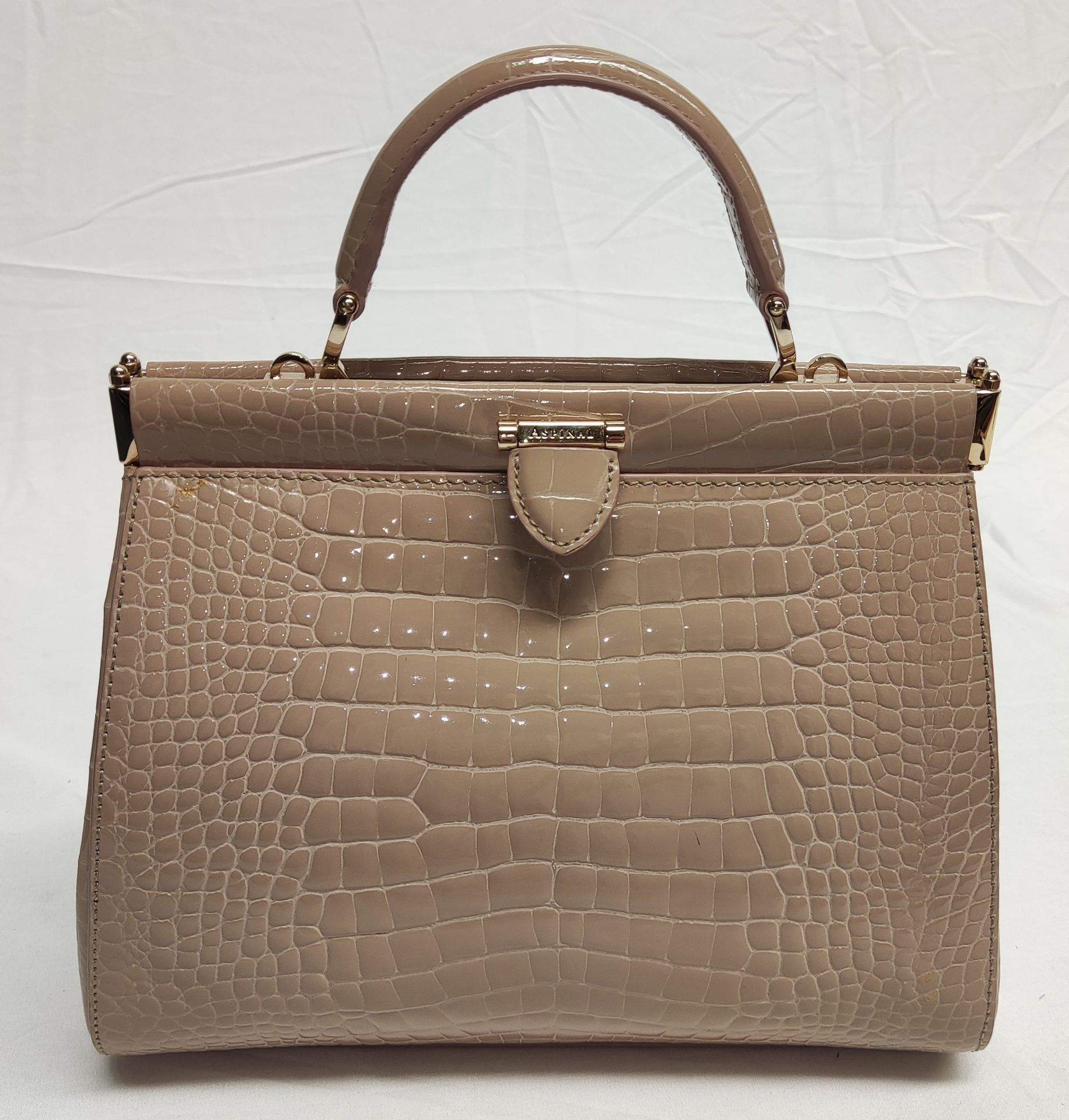 1 x ASPINAL OF LONDON Small Florence Frame Bag In Soft Taupe Patent Croc - Original RRP £995 - - Bild 11 aus 25