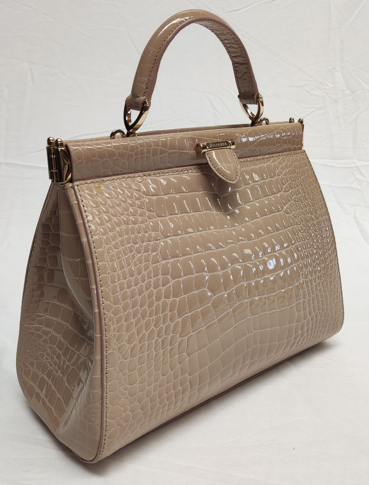 1 x ASPINAL OF LONDON Small Florence Frame Bag In Soft Taupe Patent Croc - Original RRP £995 - - Bild 23 aus 25