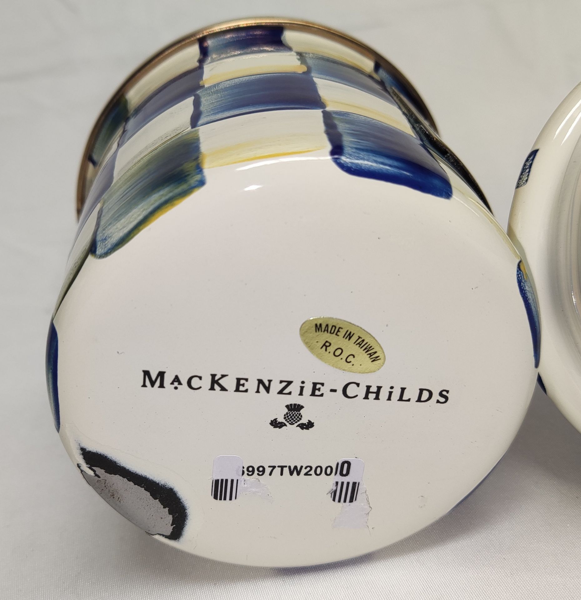 1 x MACKENZIE CHILDS Sterling Снеск Medium Canister (No Lid) And Small Royal Check Canister With Lid - Bild 9 aus 11