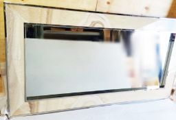 1 x Handcrafted Custom Italian Mirror framed In Varigated Solid Marble And Double Steel 230x110cm