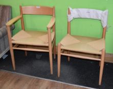 2 x Wooden Chairs With Woven Seats - Ex-display / Unused Stock - Ref: CNT402+CNT403 G/IT - CL011 -