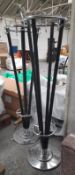 2 x Freestanding Coat Rack Stands In Black And Chrome - Recently Removed From A Commercial