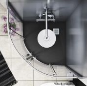 1 x SYNERGY 'Veloce Duo' Polymarble Quadrant Right-Handed Shower Tray, In Carbon Black - Dimensions: