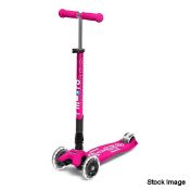 1 x MICRO SCOOTERS Maxi Micro Deluxe Foldable Led Scooter - Shocking Pink - Boxed - Original RRP £