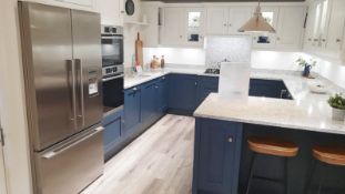 1 x 'Mornington' Shaker-style Feature-rich Fitted Kitchen in Blue, with Premium Branded Appliances
