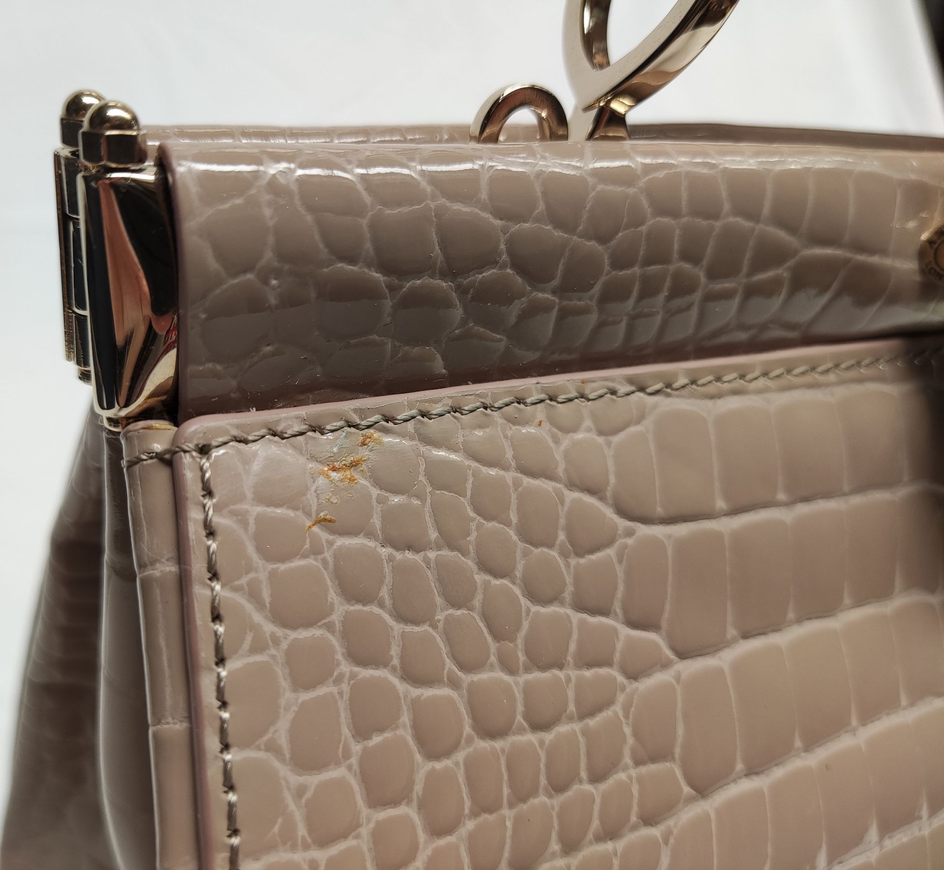 1 x ASPINAL OF LONDON Small Florence Frame Bag In Soft Taupe Patent Croc - Original RRP £995 - - Bild 9 aus 25