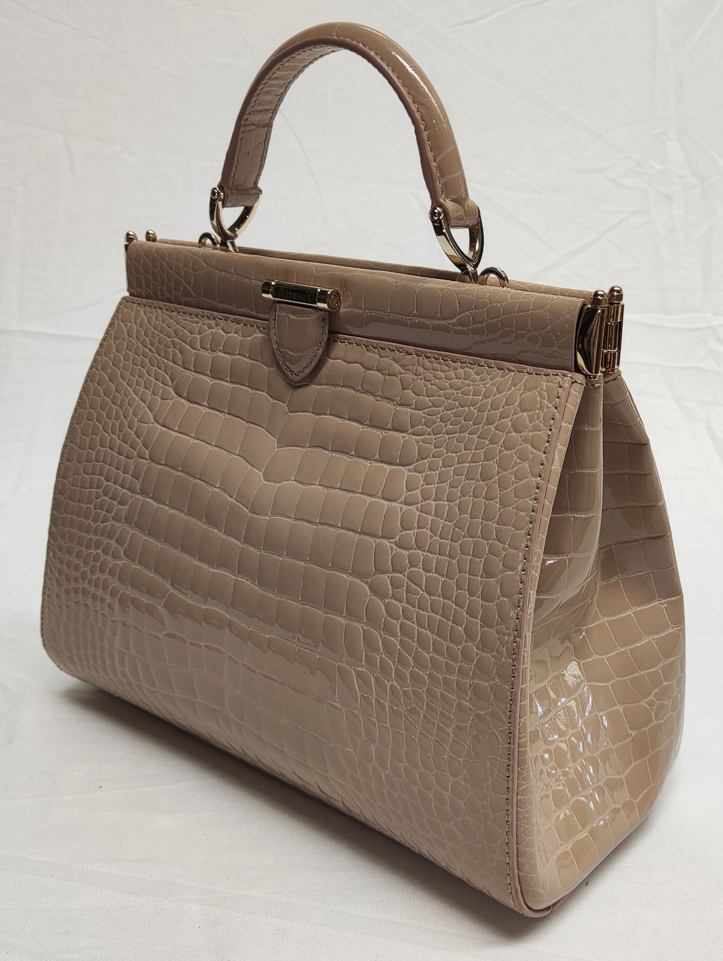 1 x ASPINAL OF LONDON Small Florence Frame Bag In Soft Taupe Patent Croc - Original RRP £995 - - Bild 15 aus 25