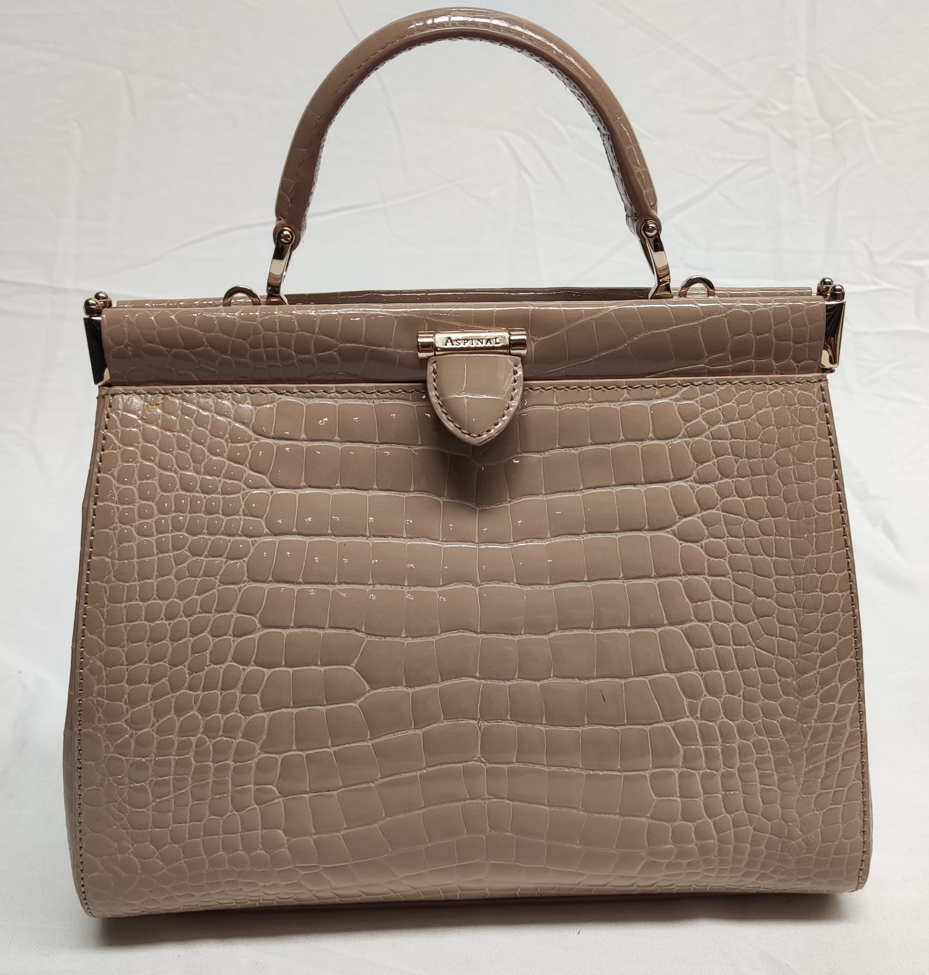 1 x ASPINAL OF LONDON Small Florence Frame Bag In Soft Taupe Patent Croc - Original RRP £995 - - Bild 18 aus 25