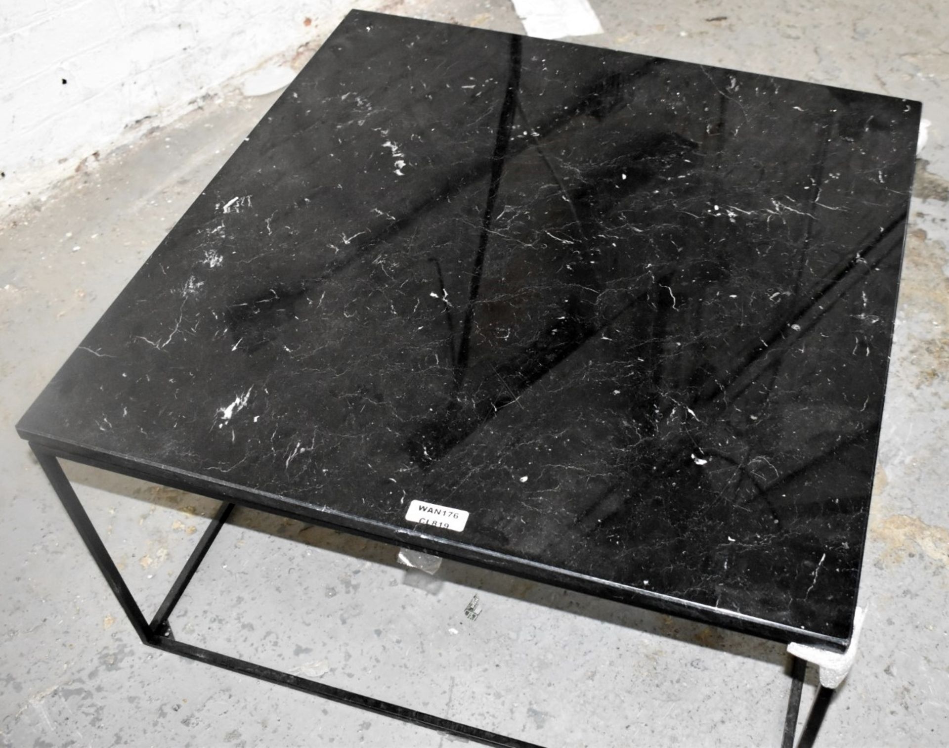 1 x Black Marble Topped Low Profile Coffee Table - Dimensions 75 x 75 x H41cm - CL987 - Location: - Image 4 of 4