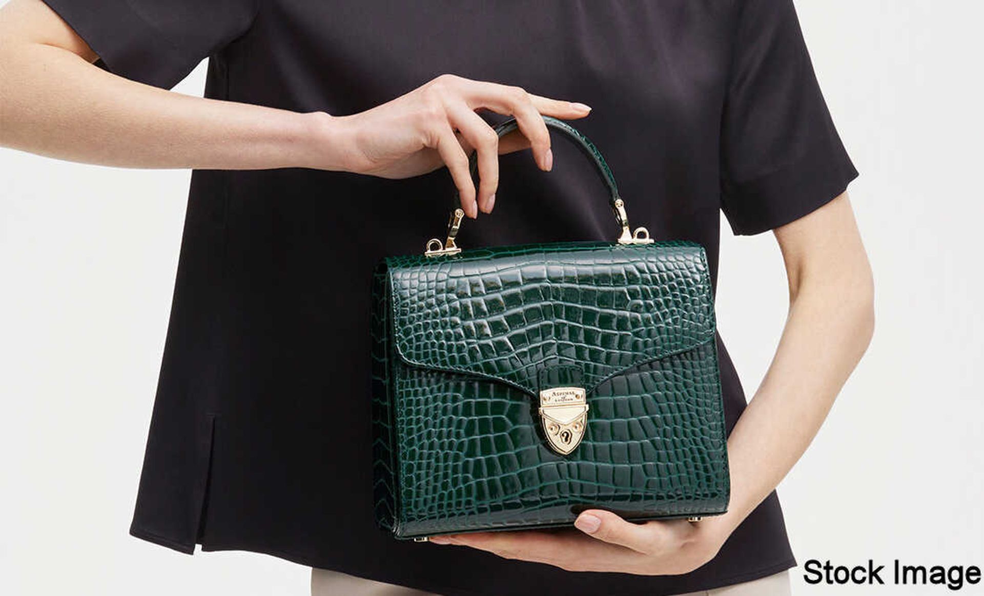 1 x ASPINAL OF LONDON Mayfair Bag - Evergreen Patent Croc - Original RRP £695.00