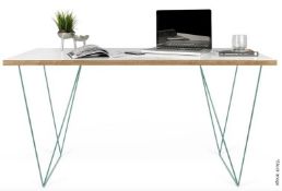 1 x TEMAHOME FLOW Rectangular Writing Desk With Black Steel Legs - Dimensions: 140 x 75 x H 75