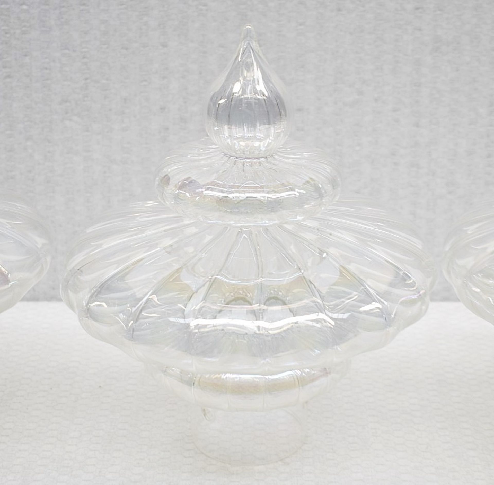 1 x HEATHFIELD & CO Luxury 'Basilca' Triple Pendant Light In Polished Nickel, With Fluted Artisan - Image 2 of 17