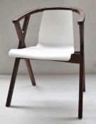 1 x Jasper Walnut White Chair - Dimensions: 78(h) x 60(d) x 56(w) cm - Brand New Boxed Stock - CL508