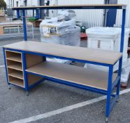 1 x SPACEGUARD 2-Metre Parcel Packing Sorting Desk With Roll Holder, And Undercounter Shelving
