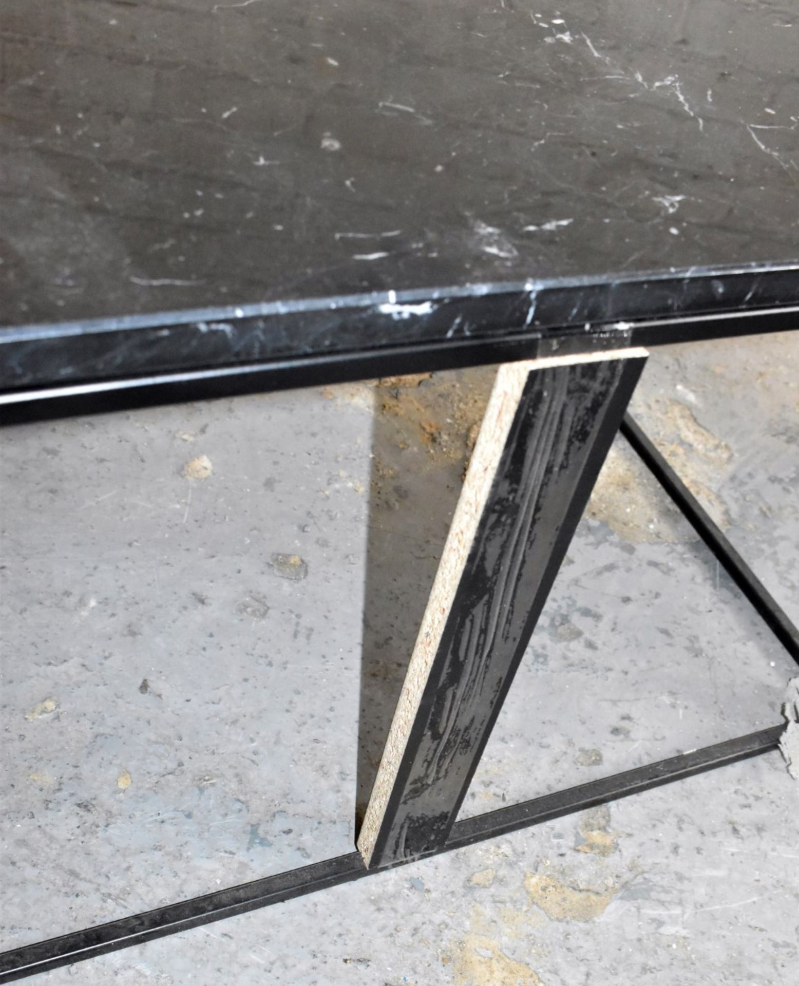 1 x Black Marble Topped Low Profile Coffee Table - Dimensions 75 x 75 x H41cm - CL987 - Location: - Image 3 of 4