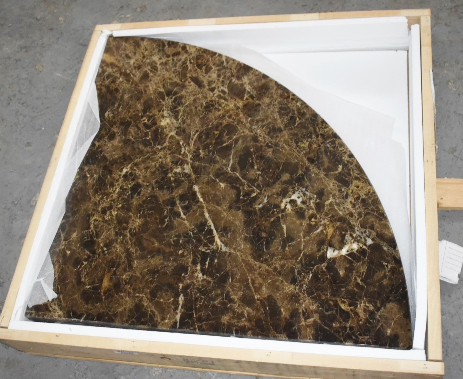 1 x Maxalto 'Xilos' Round 160cm Glossy Emperador Marble Dining Table Top In 4-Sections & Swivel Tray - Image 2 of 4
