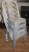 4 x Xavier Pauchard / Tolix Inspired Metal Industrial Chairs In Light Grey - Lightweight and